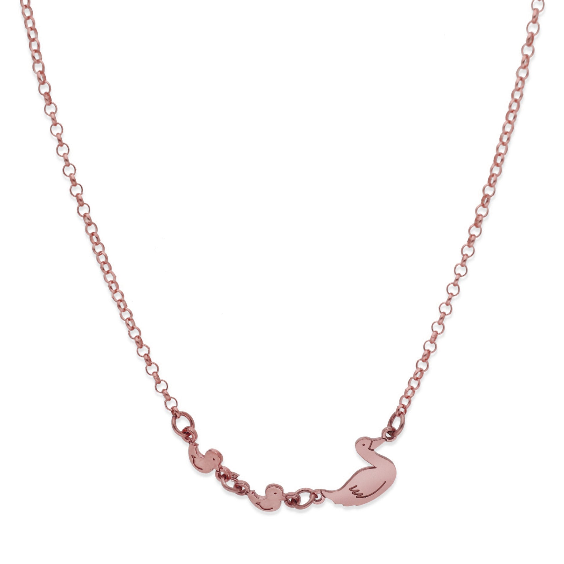 Colgante Patitos en Plata de Ley 925 y baño Oro rosa 18k