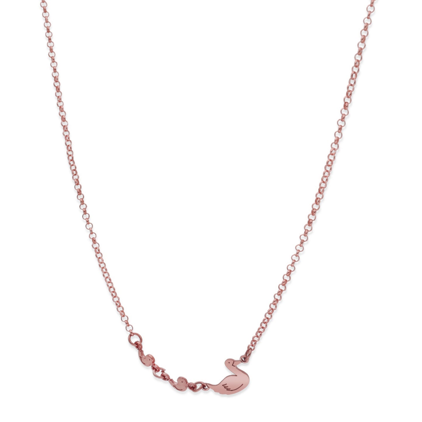 Colgante Patitos en Plata de Ley 925 y baño Oro rosa 18k