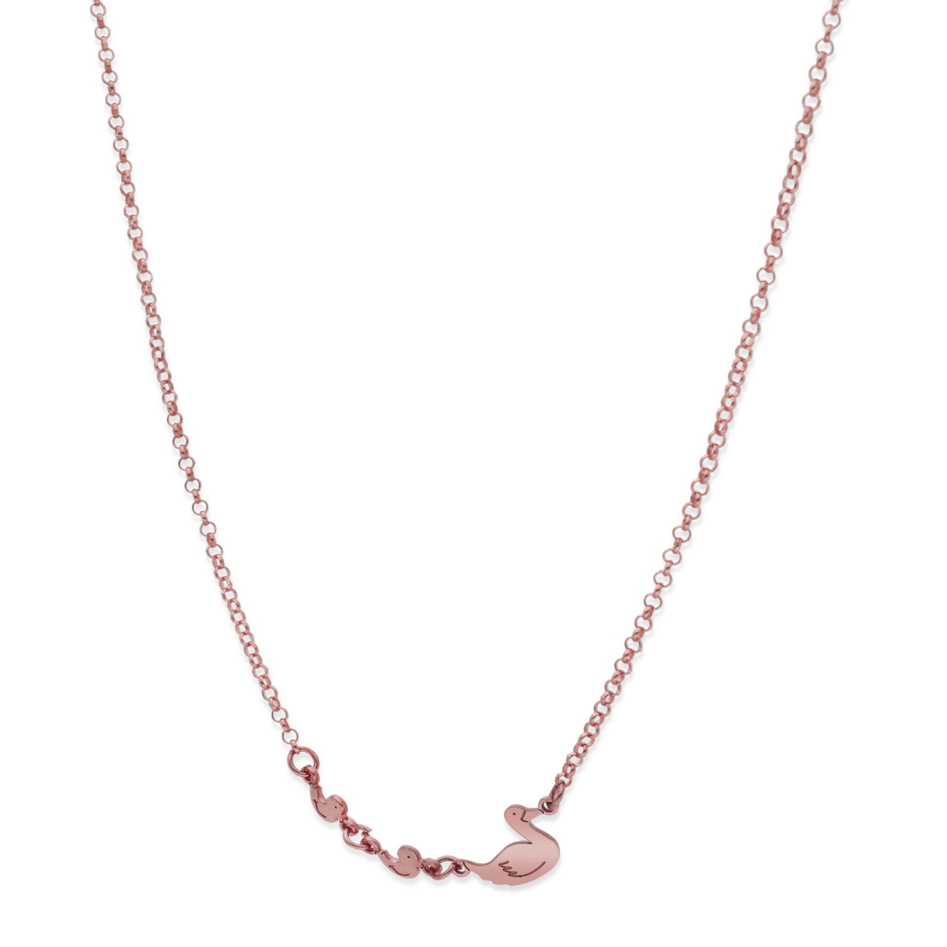 Colgante Patitos en Plata de Ley 925 y baño Oro rosa 18k