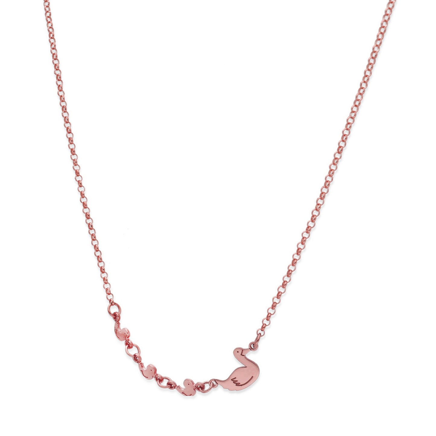 Colgante Patitos en Plata de Ley 925 y baño Oro rosa 18k