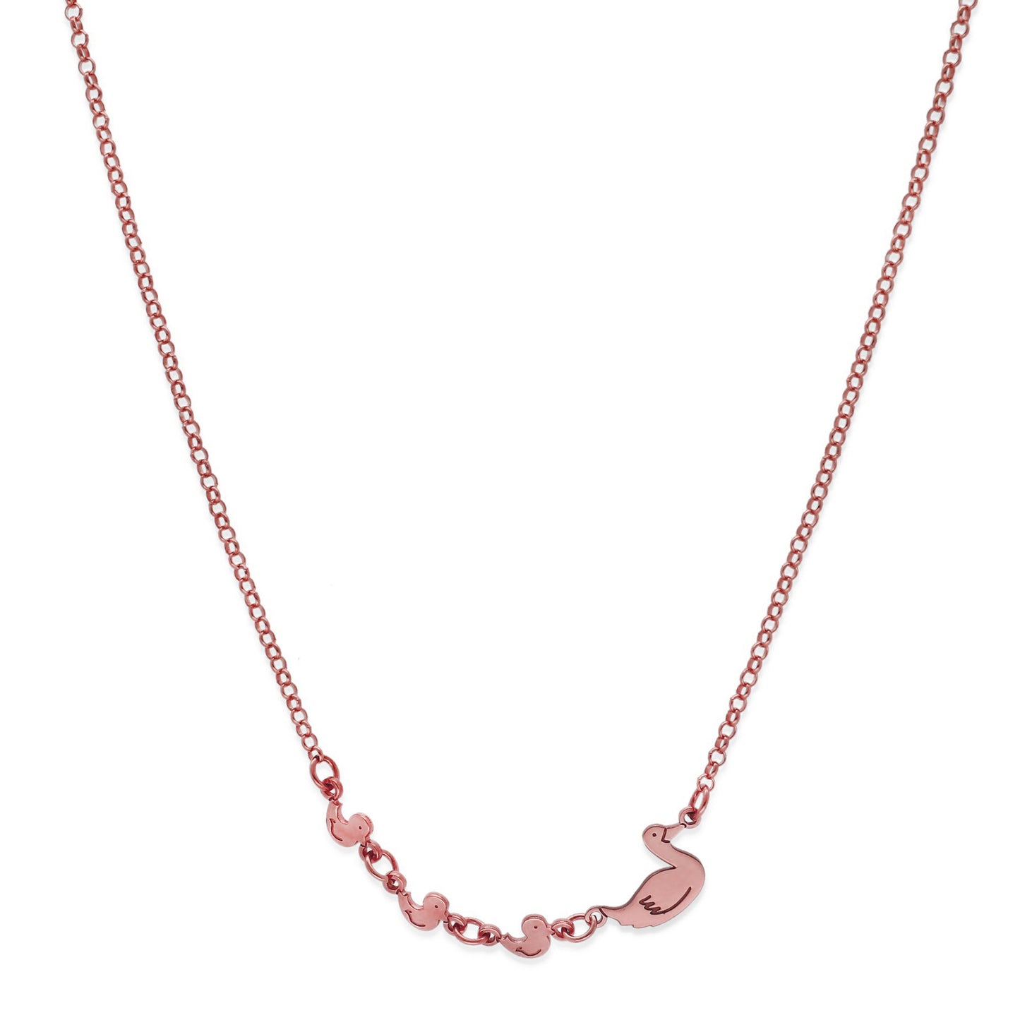 Colgante Patitos en Plata de Ley 925 y baño Oro rosa 18k