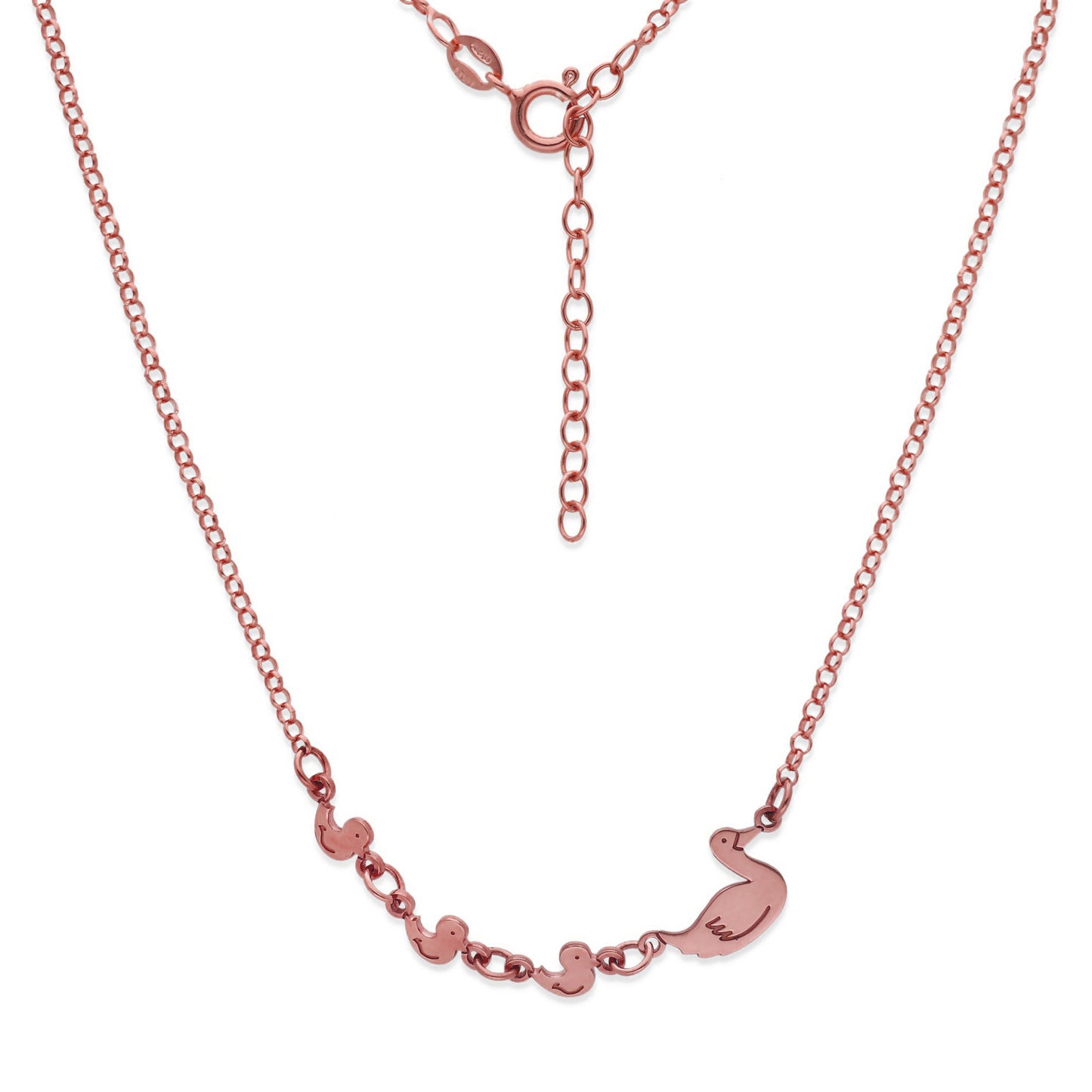 Colgante Patitos en Plata de Ley 925 y baño Oro rosa 18k