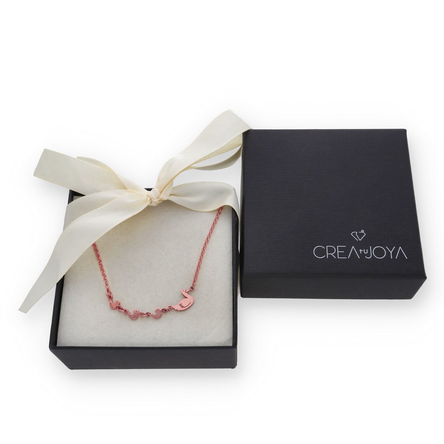 Colgante Patitos en Plata de Ley 925 y baño Oro rosa 18k