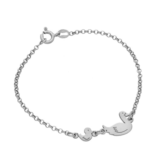 Pulsera Patitos en Plata de Ley 925