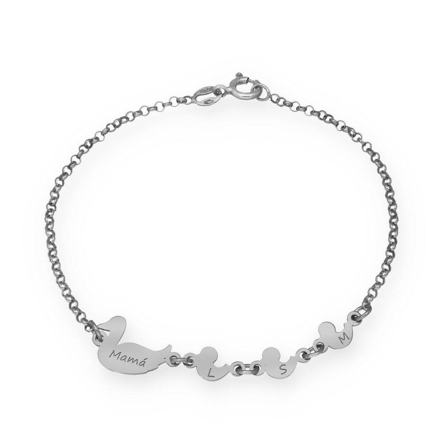 Pulsera Patitos en Plata de Ley 925
