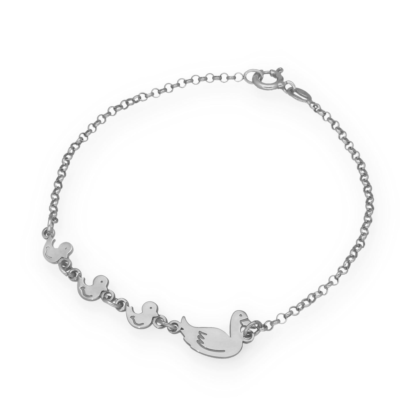 Pulsera Patitos en Plata de Ley 925