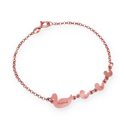 Pulsera Patitos en Plata de Ley 925