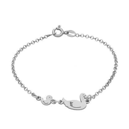 Pulsera Patitos en Plata de Ley 925 y baño Oro 18k