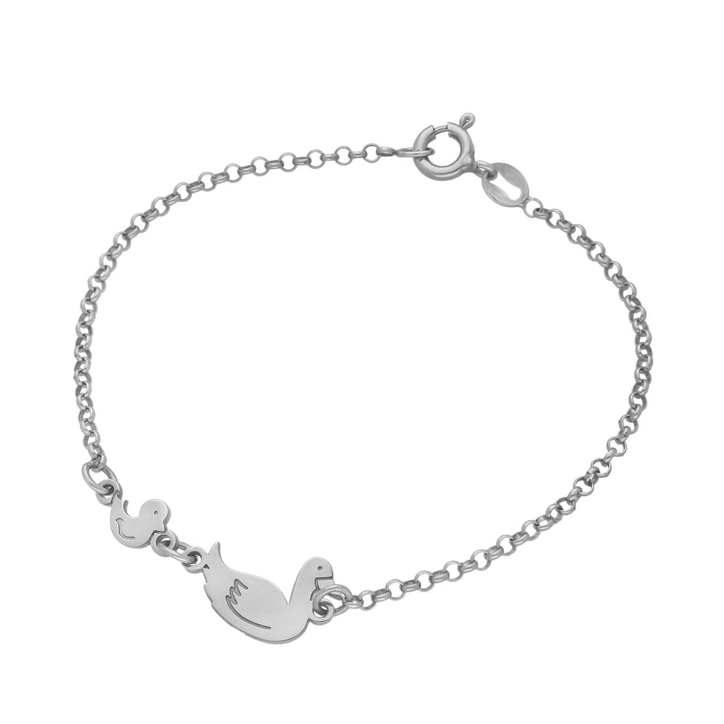 Pulsera Patitos en Plata de Ley 925 y baño Oro 18k