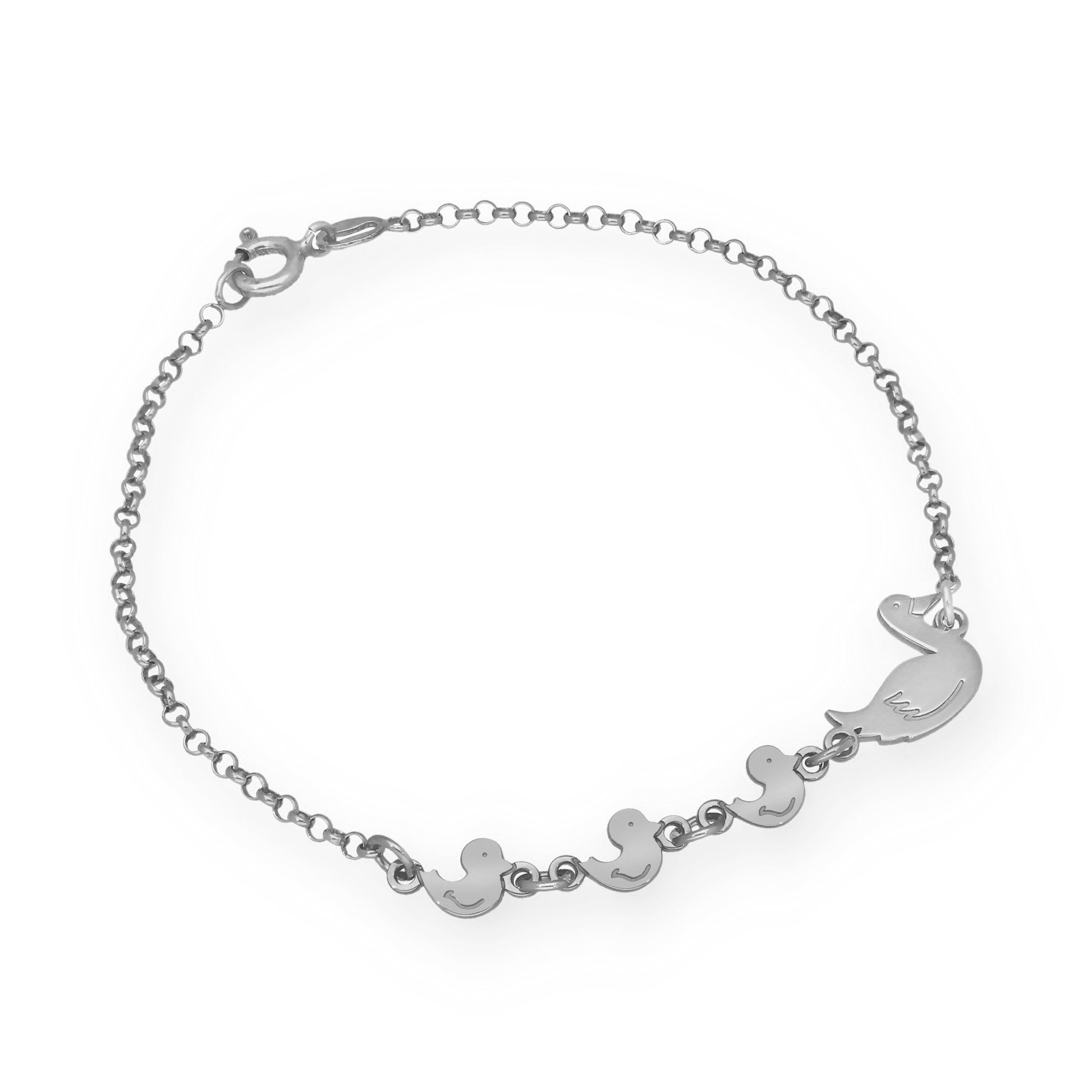 Pulsera Patitos en Plata de Ley 925 y baño Oro 18k