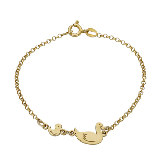Pulsera Patitos en Plata de Ley 925 y baño Oro 18k