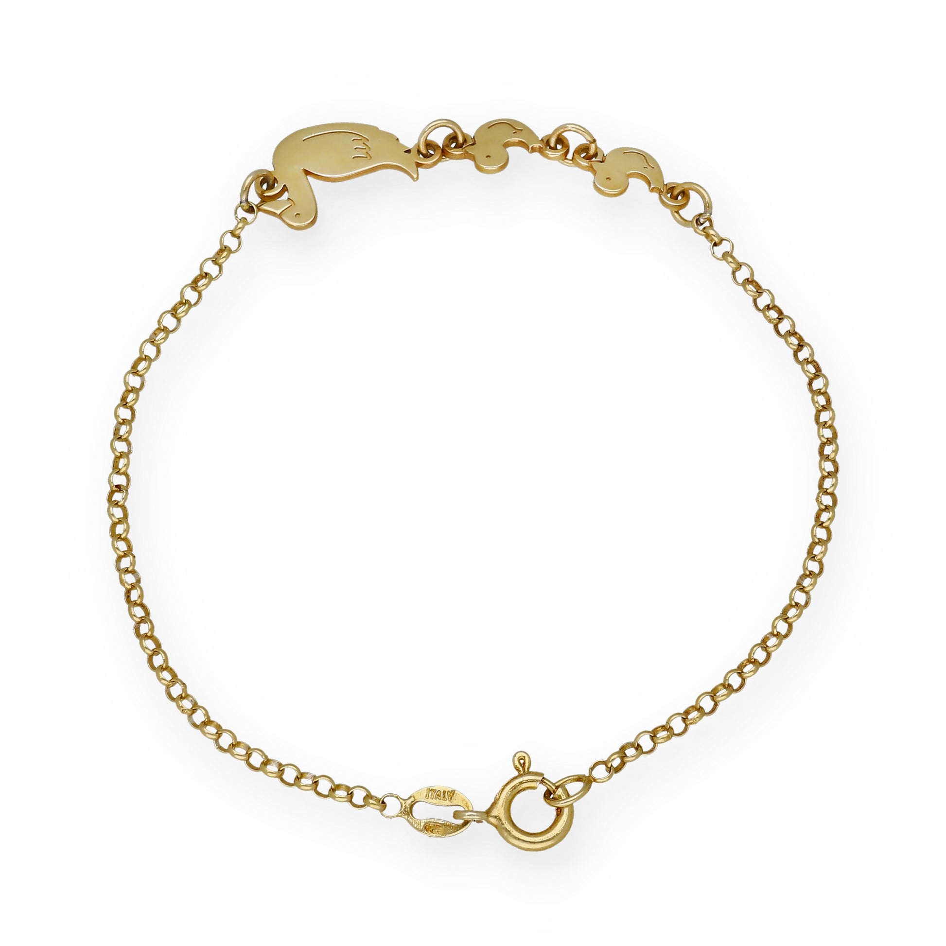 Pulsera Patitos en Plata de Ley 925 y baño Oro 18k