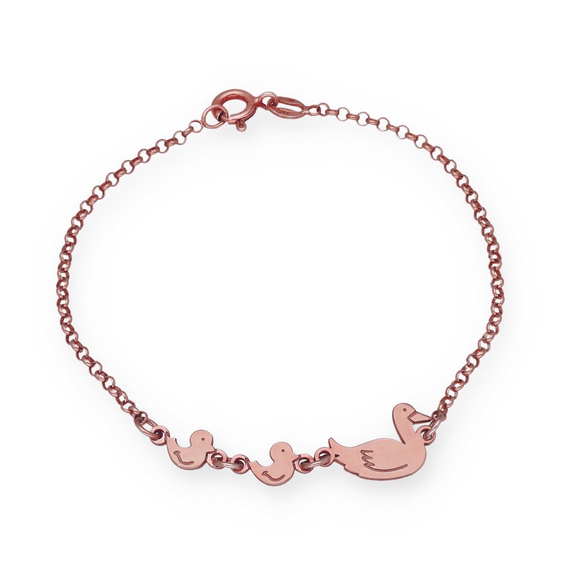 Pulsera Patitos en Plata de Ley 925 y baño Oro 18k