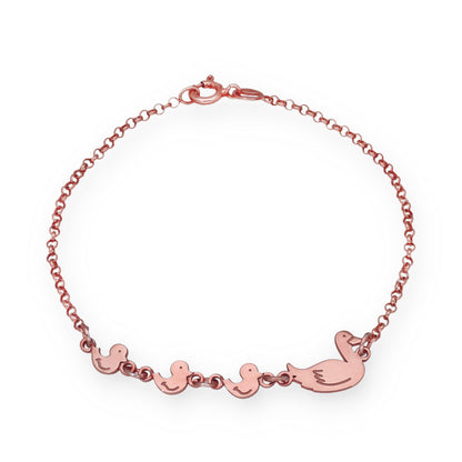 Pulsera Patitos en Plata de Ley 925 y baño Oro 18k