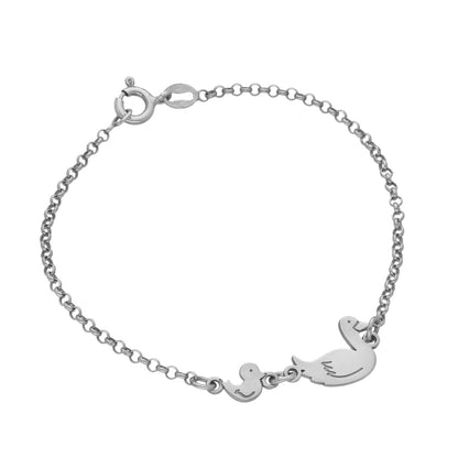 Pulsera Patitos en Plata de Ley 925 y baño Oro Rosa 18k