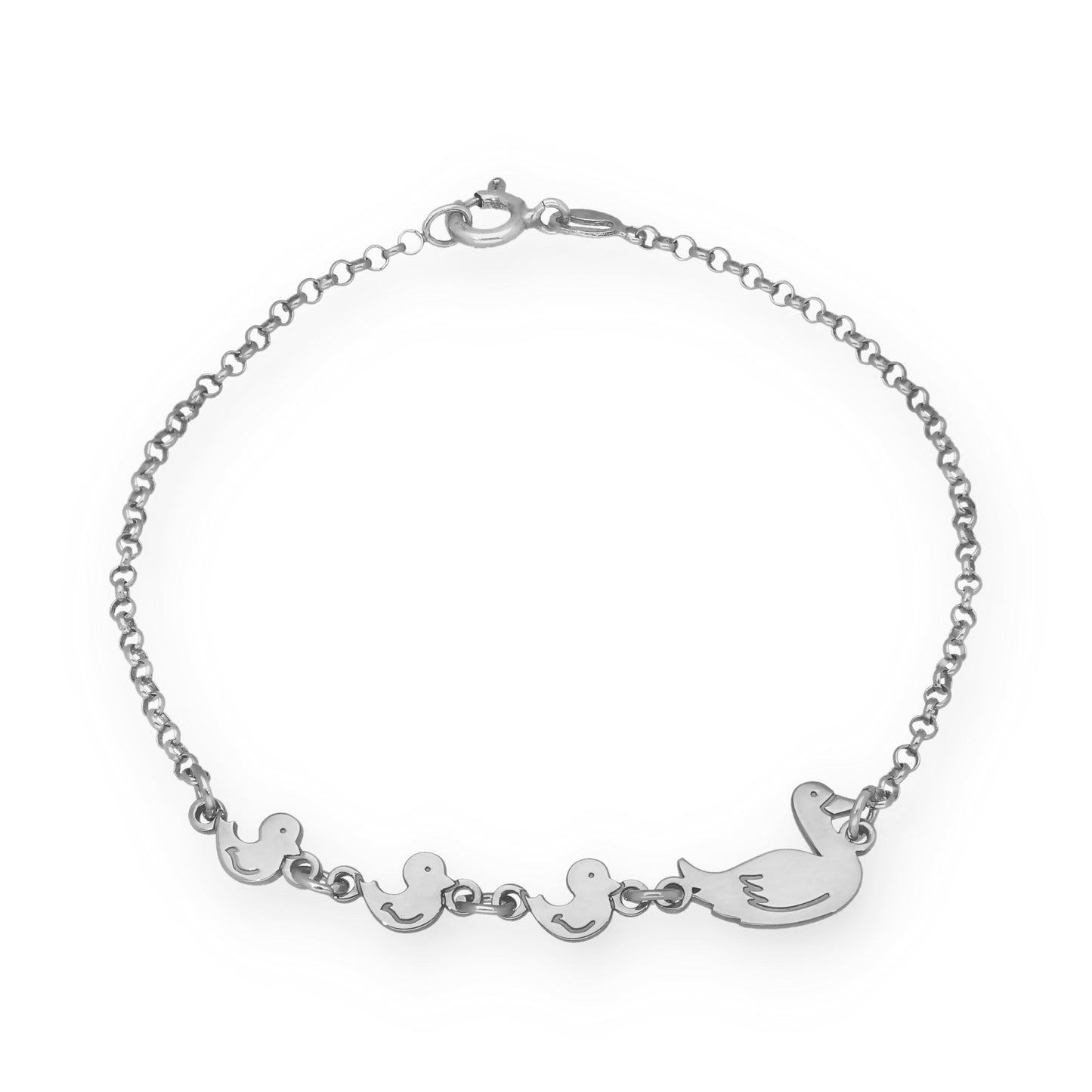 Pulsera Patitos en Plata de Ley 925 y baño Oro Rosa 18k