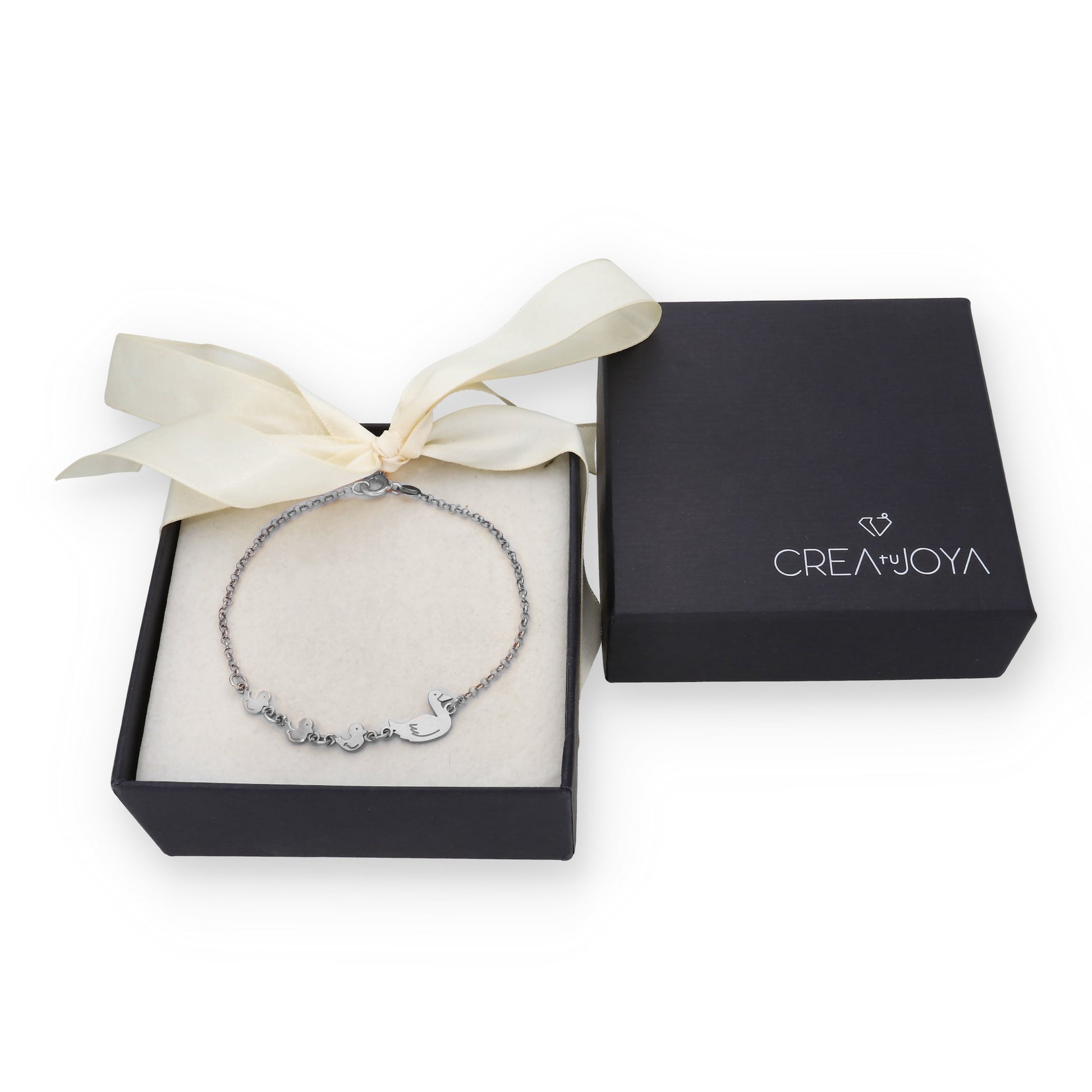 Pulsera Patitos en Plata de Ley 925 y baño Oro Rosa 18k