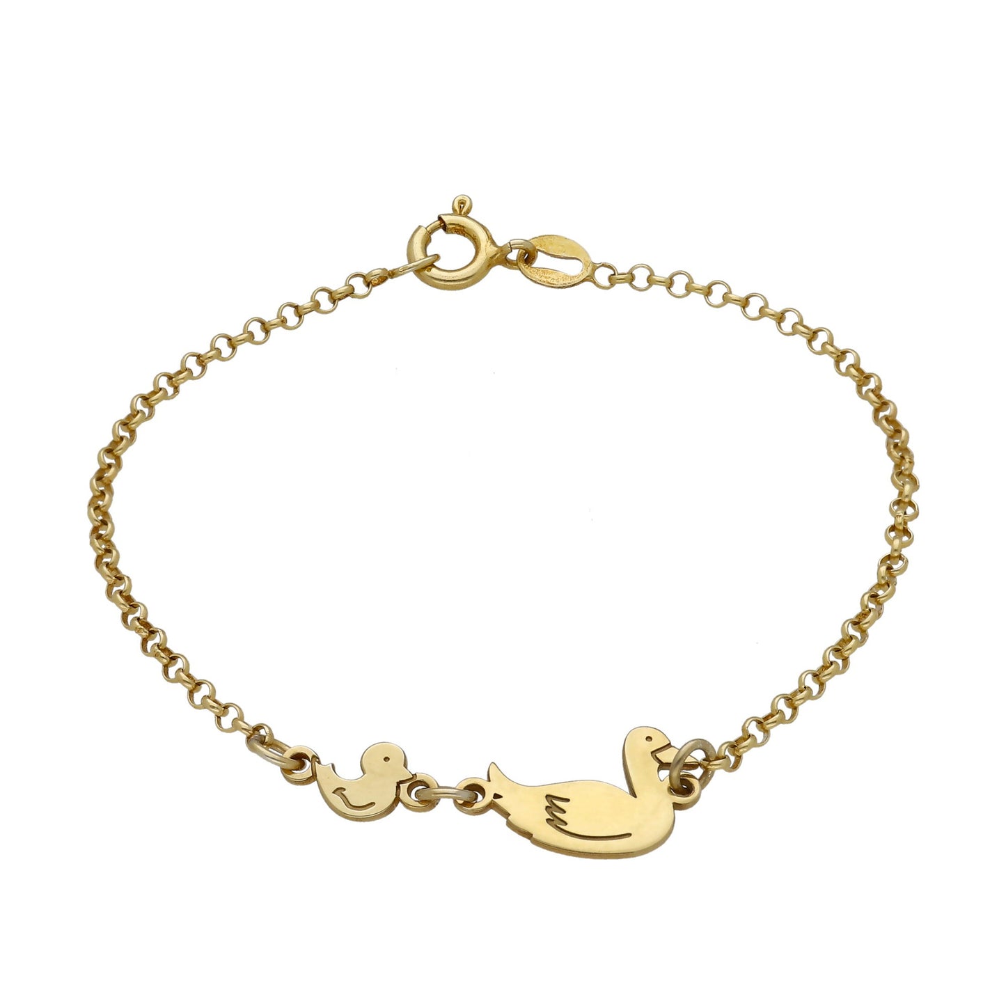 Pulsera Patitos en Plata de Ley 925 y baño Oro Rosa 18k