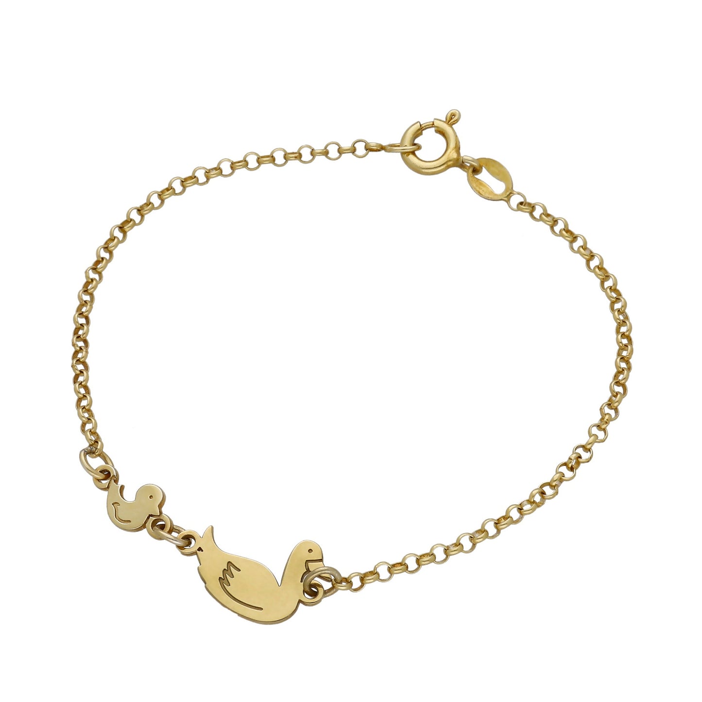 Pulsera Patitos en Plata de Ley 925 y baño Oro Rosa 18k