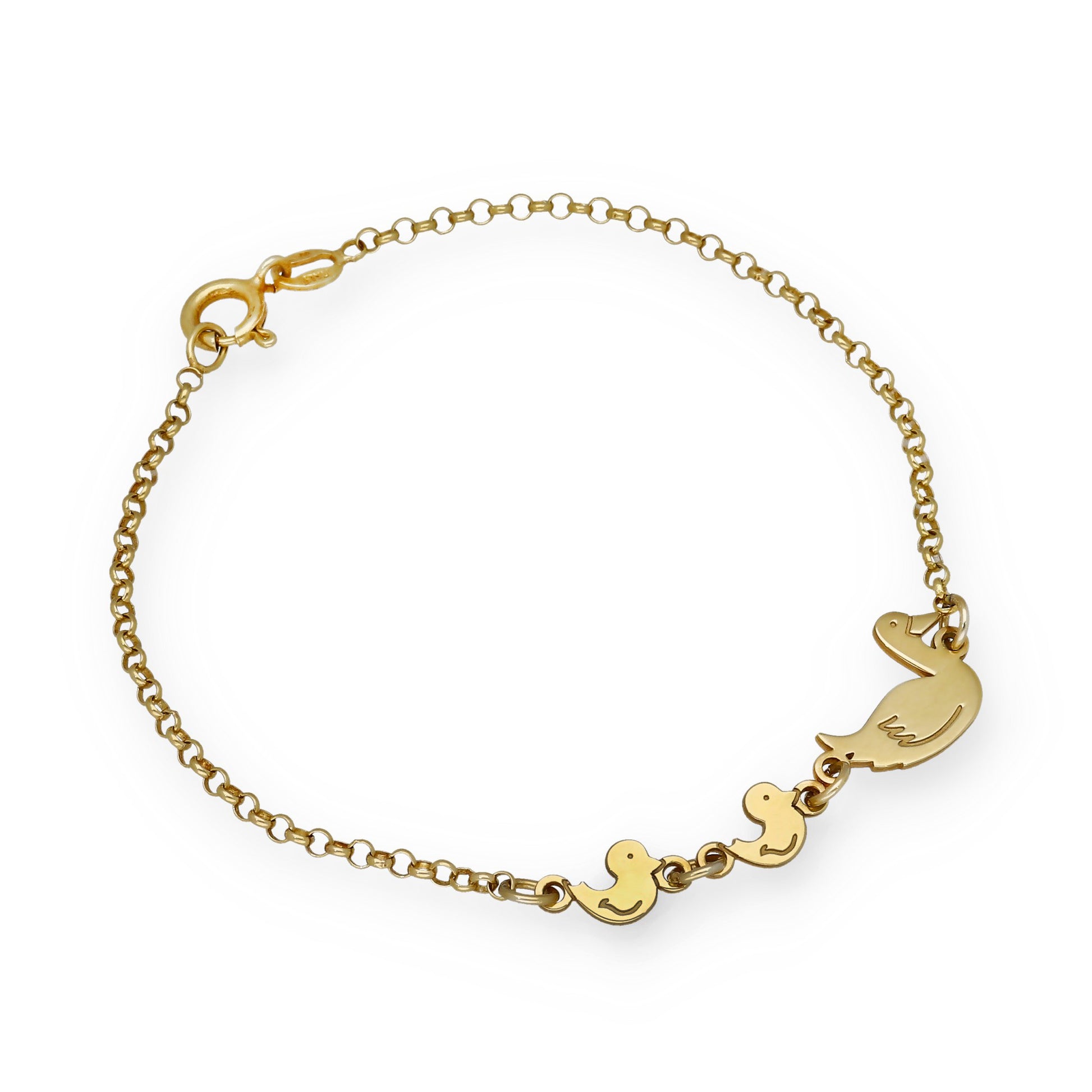 Pulsera Patitos en Plata de Ley 925 y baño Oro Rosa 18k