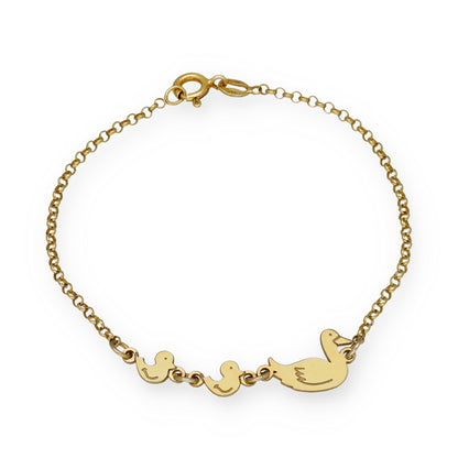 Pulsera Patitos en Plata de Ley 925 y baño Oro Rosa 18k