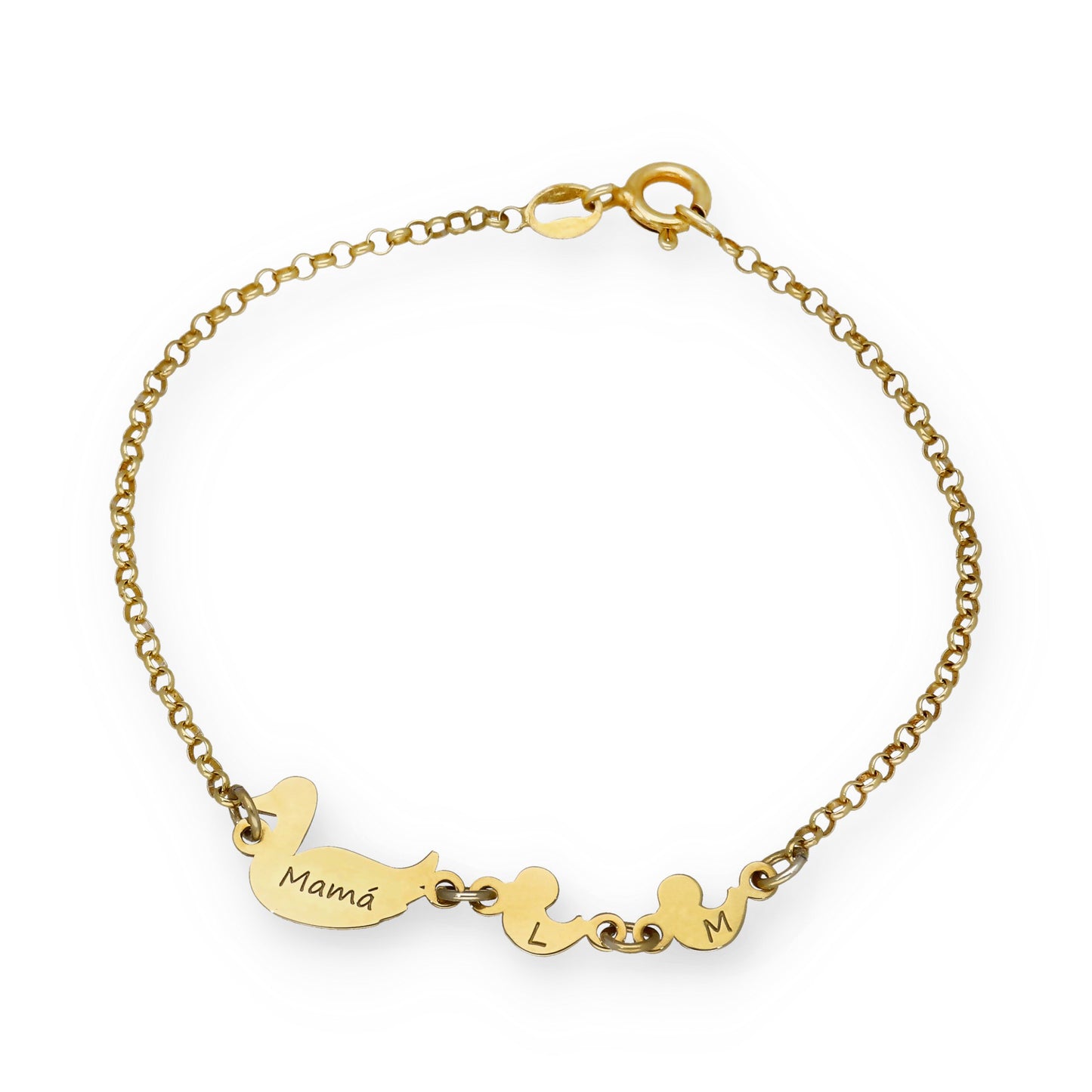 Pulsera Patitos en Plata de Ley 925 y baño Oro Rosa 18k