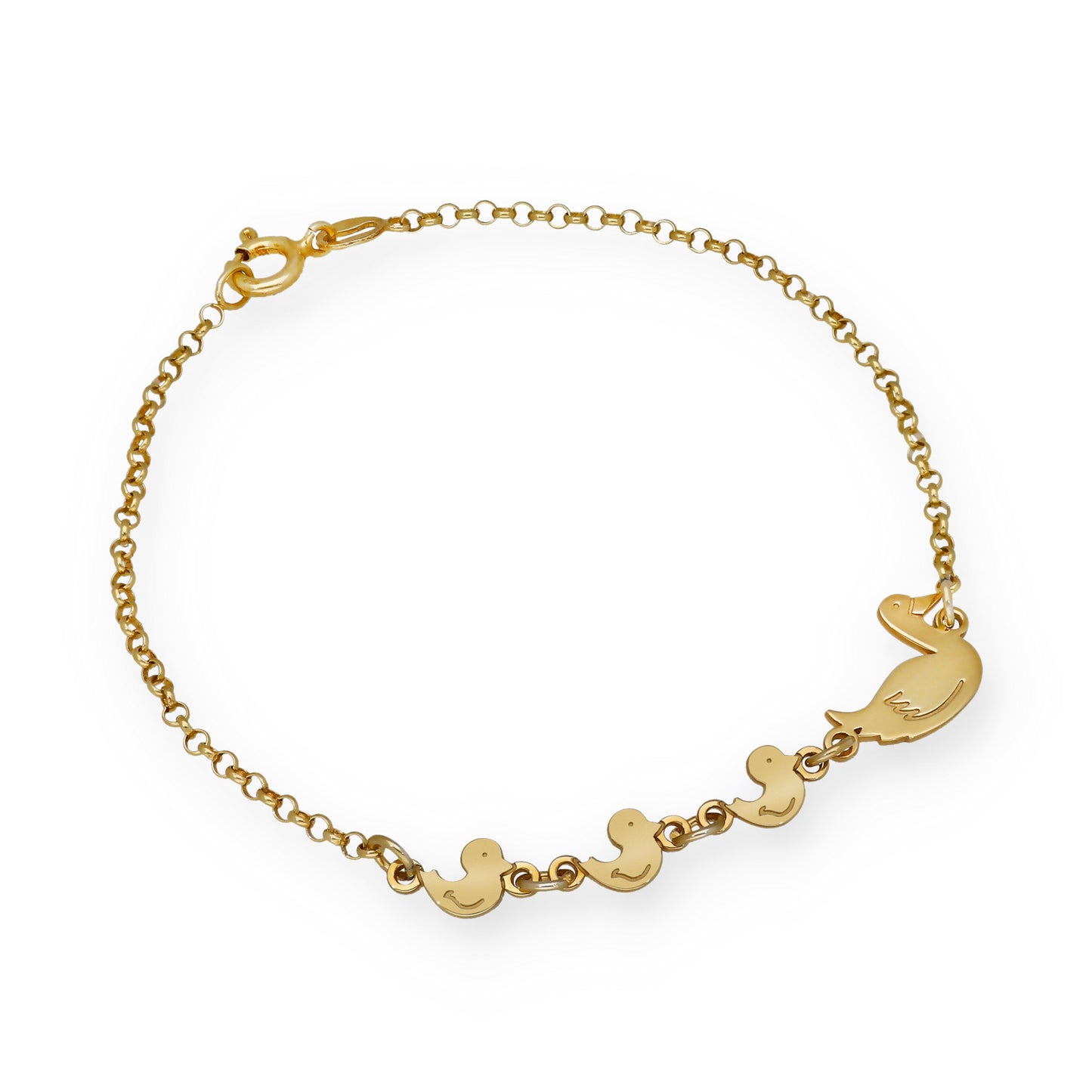 Pulsera Patitos en Plata de Ley 925 y baño Oro Rosa 18k