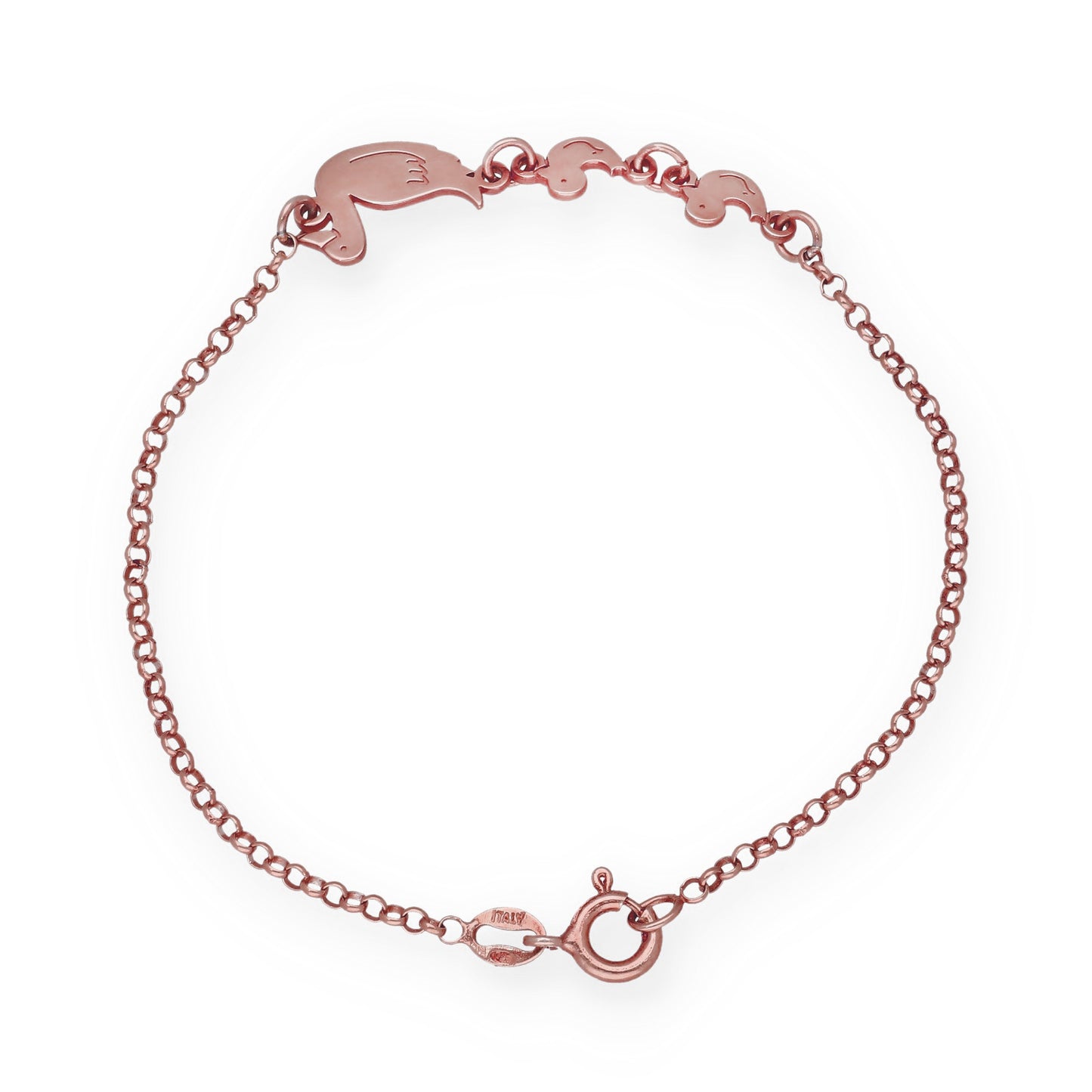 Pulsera Patitos en Plata de Ley 925 y baño Oro Rosa 18k