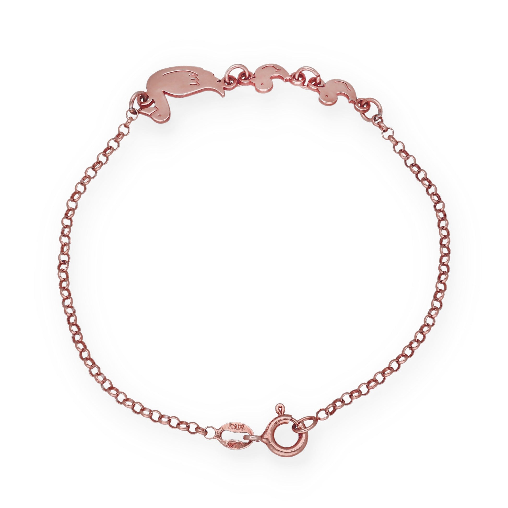 Pulsera Patitos en Plata de Ley 925 y baño Oro Rosa 18k