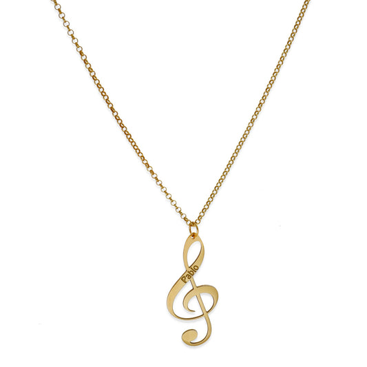 Colgante Clave de Sol en Plata de Ley 925 y baño Oro 18k