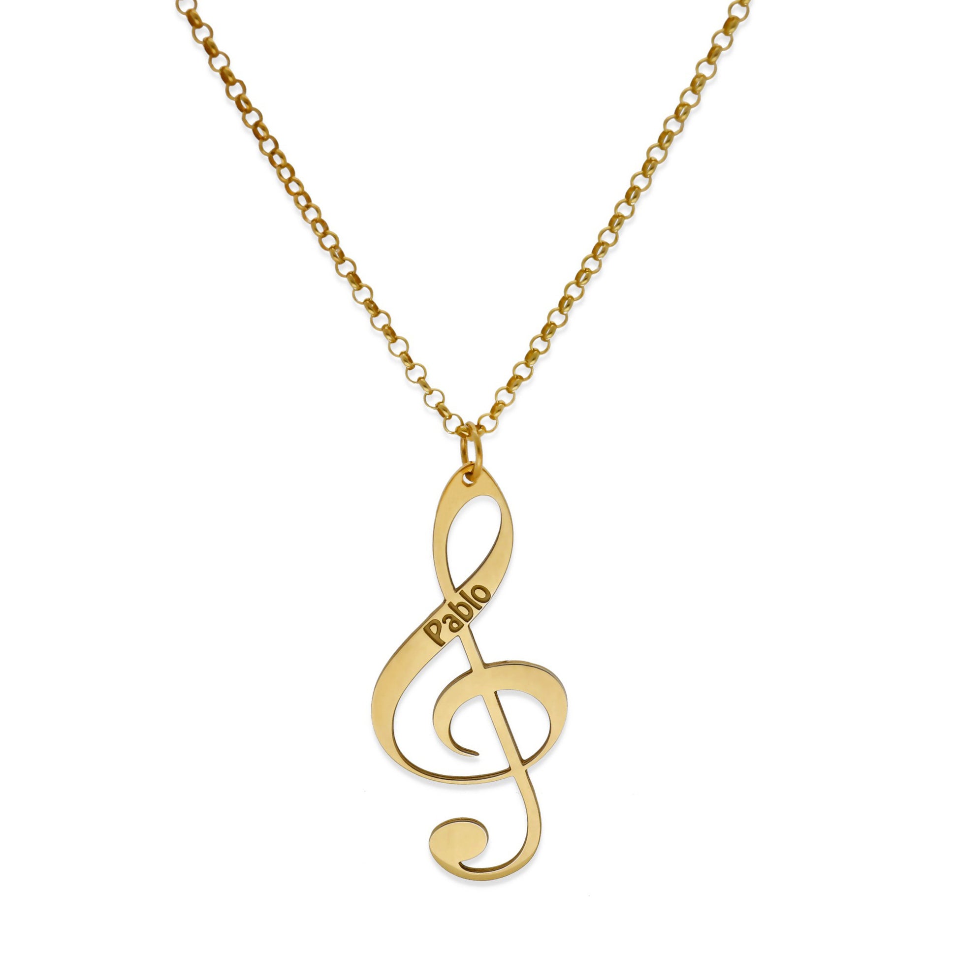 Colgante Clave de Sol en Plata de Ley 925 y baño Oro 18k