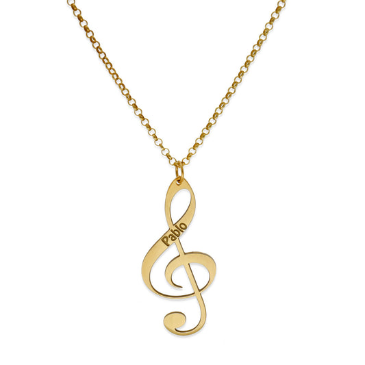 Colgante Clave de Sol en Plata de Ley 925 y baño Oro 18k