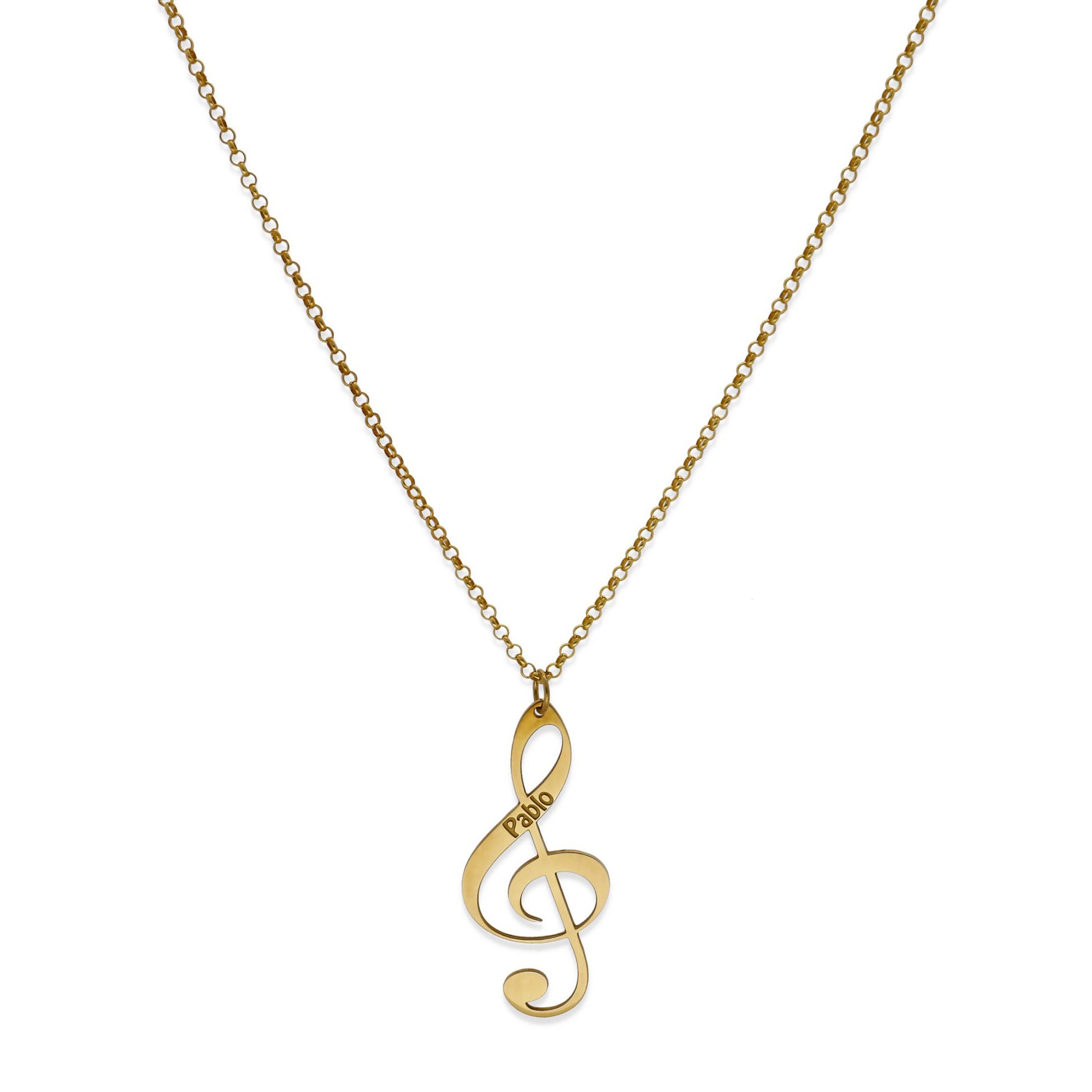 Colgante Clave de Sol en Plata de Ley 925 y baño Oro 18k