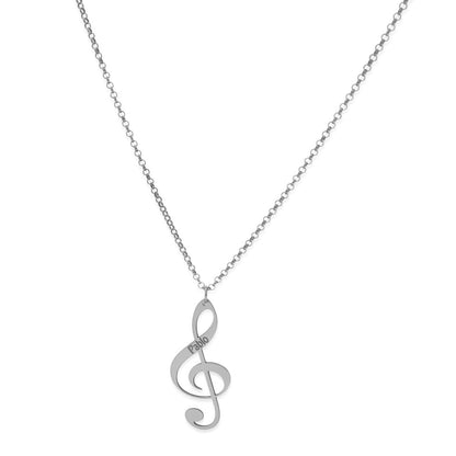 Colgante Clave de Sol en Plata de Ley 925 y baño Oro rosa 18k