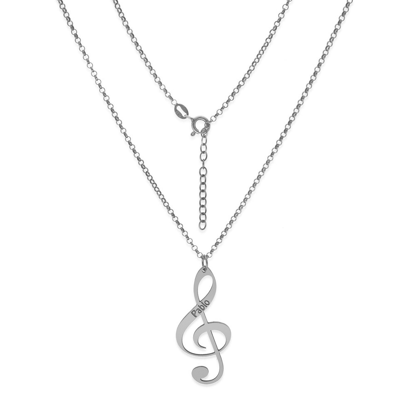 Colgante Clave de Sol en Plata de Ley 925 y baño Oro rosa 18k