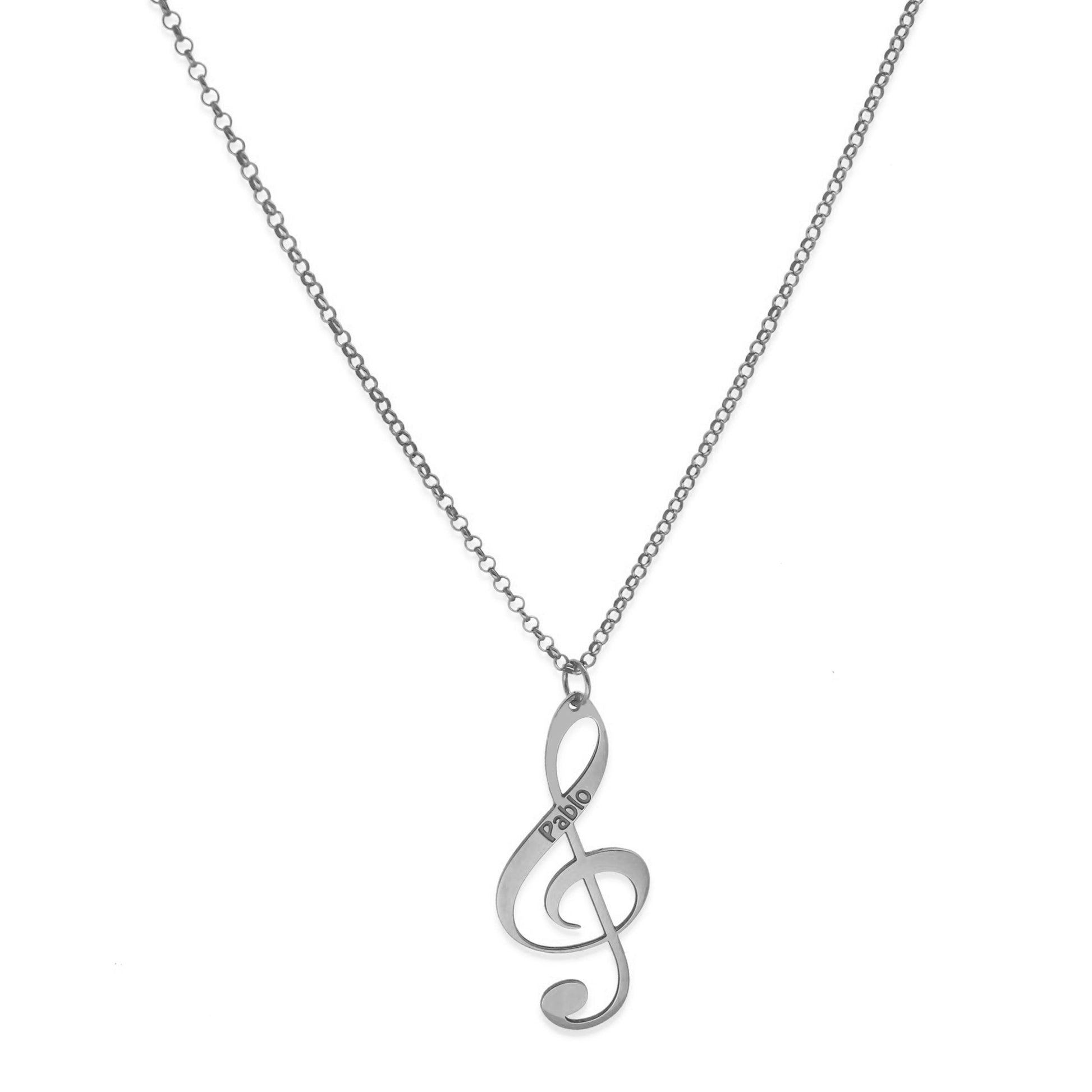 Colgante Clave de Sol en Plata de Ley 925 y baño Oro rosa 18k