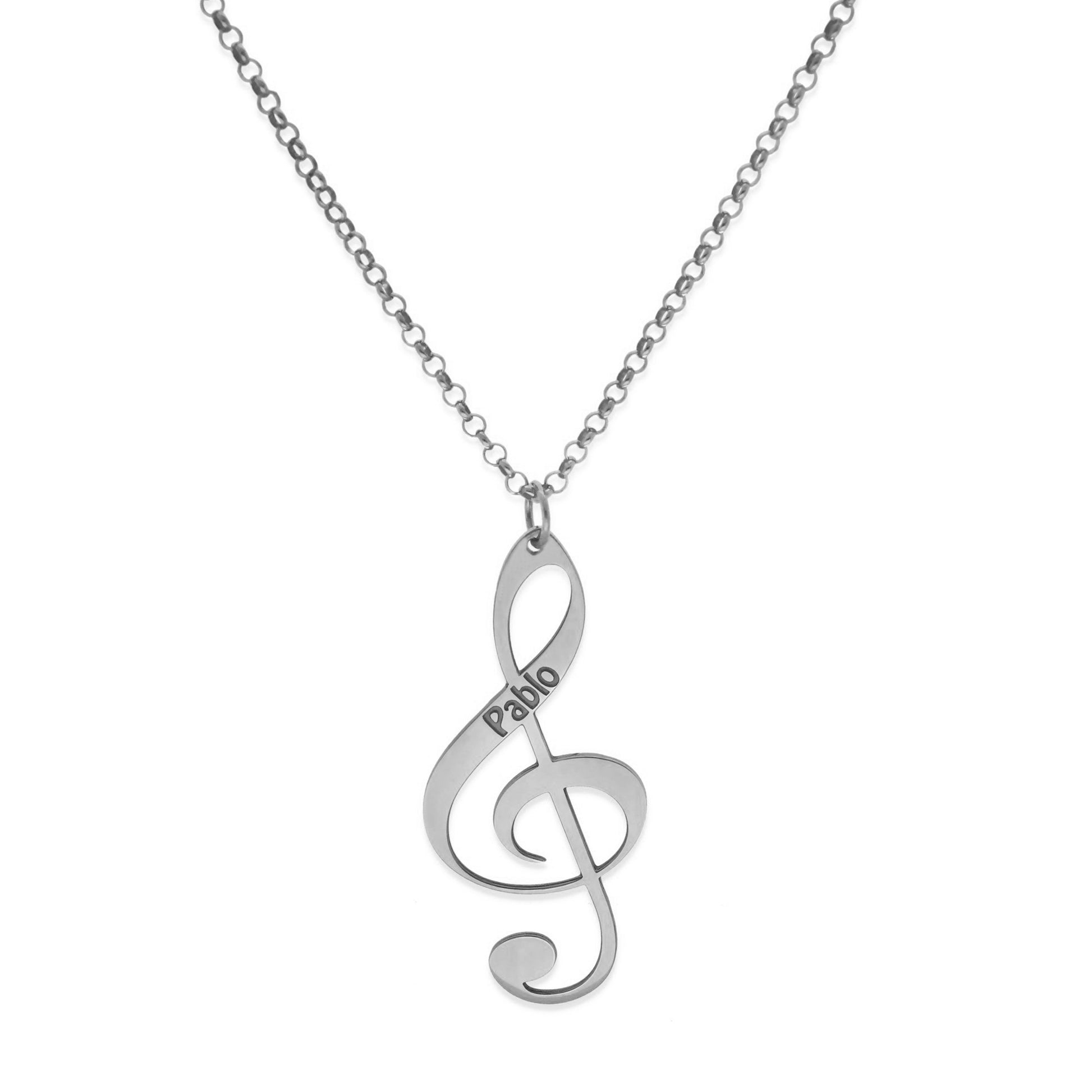 Colgante Clave de Sol en Plata de Ley 925 y baño Oro rosa 18k