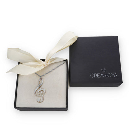 Colgante Clave de Sol en Plata de Ley 925 y baño Oro rosa 18k