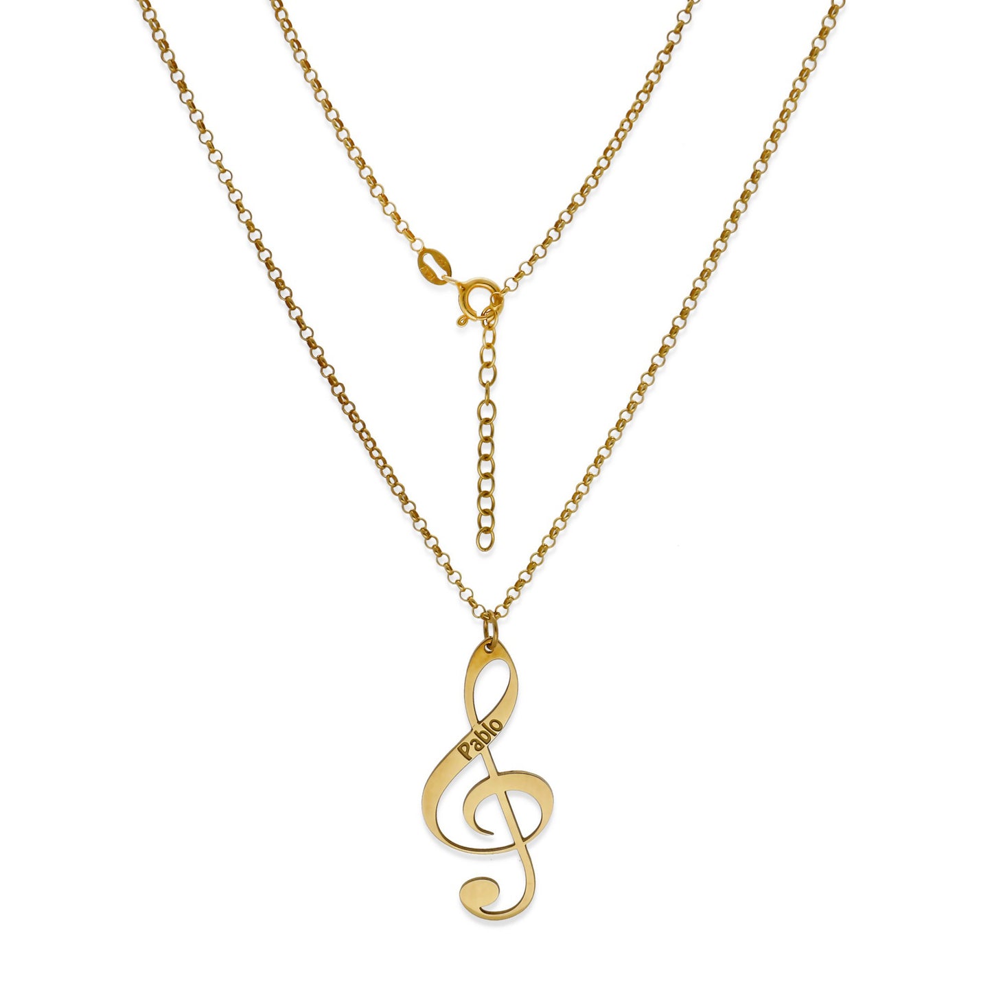 Colgante Clave de Sol en Plata de Ley 925 y baño Oro rosa 18k