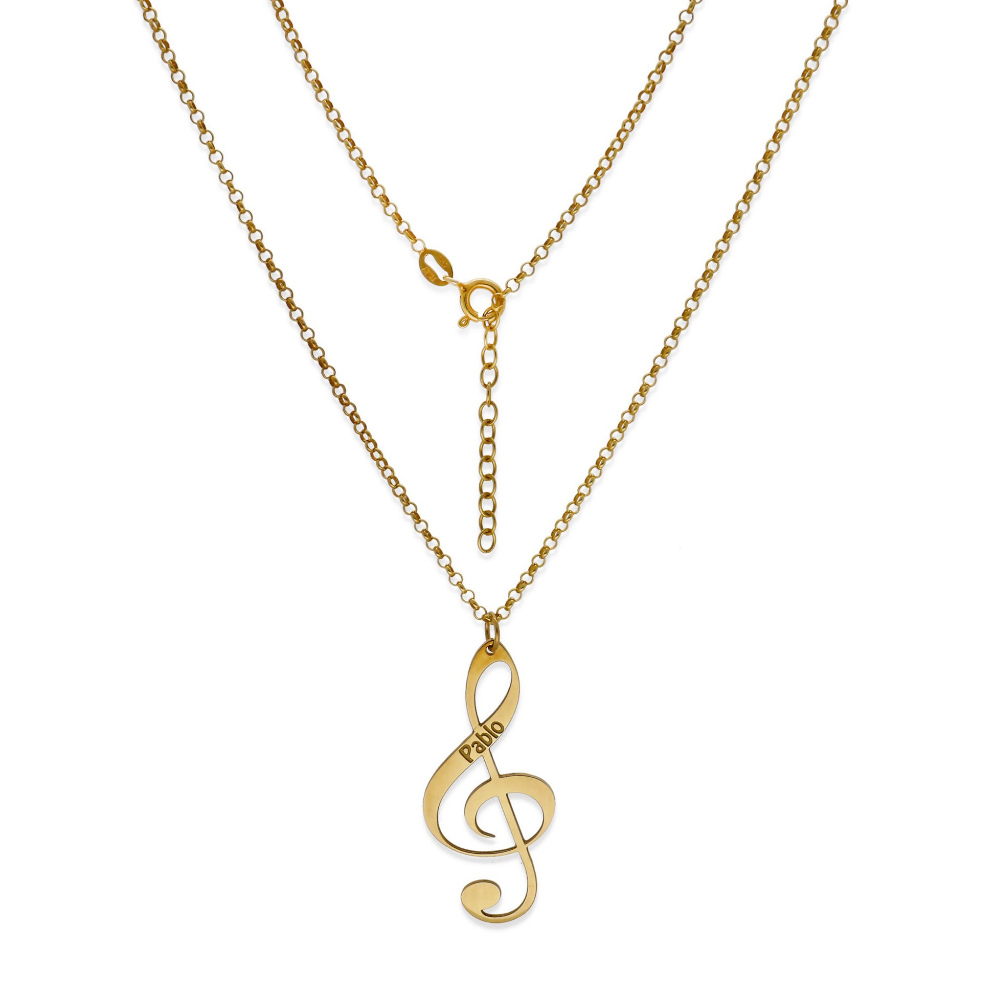 Colgante Clave de Sol en Plata de Ley 925 y baño Oro rosa 18k