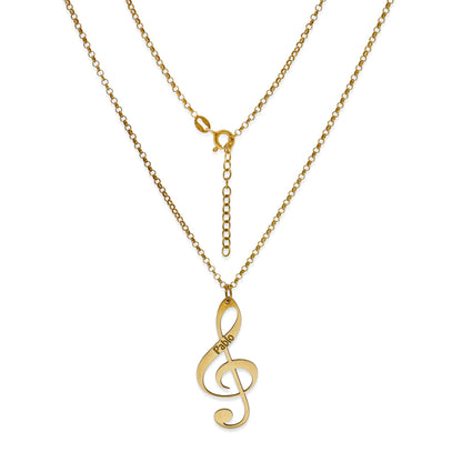 Colgante Clave de Sol en Plata de Ley 925 y baño Oro rosa 18k