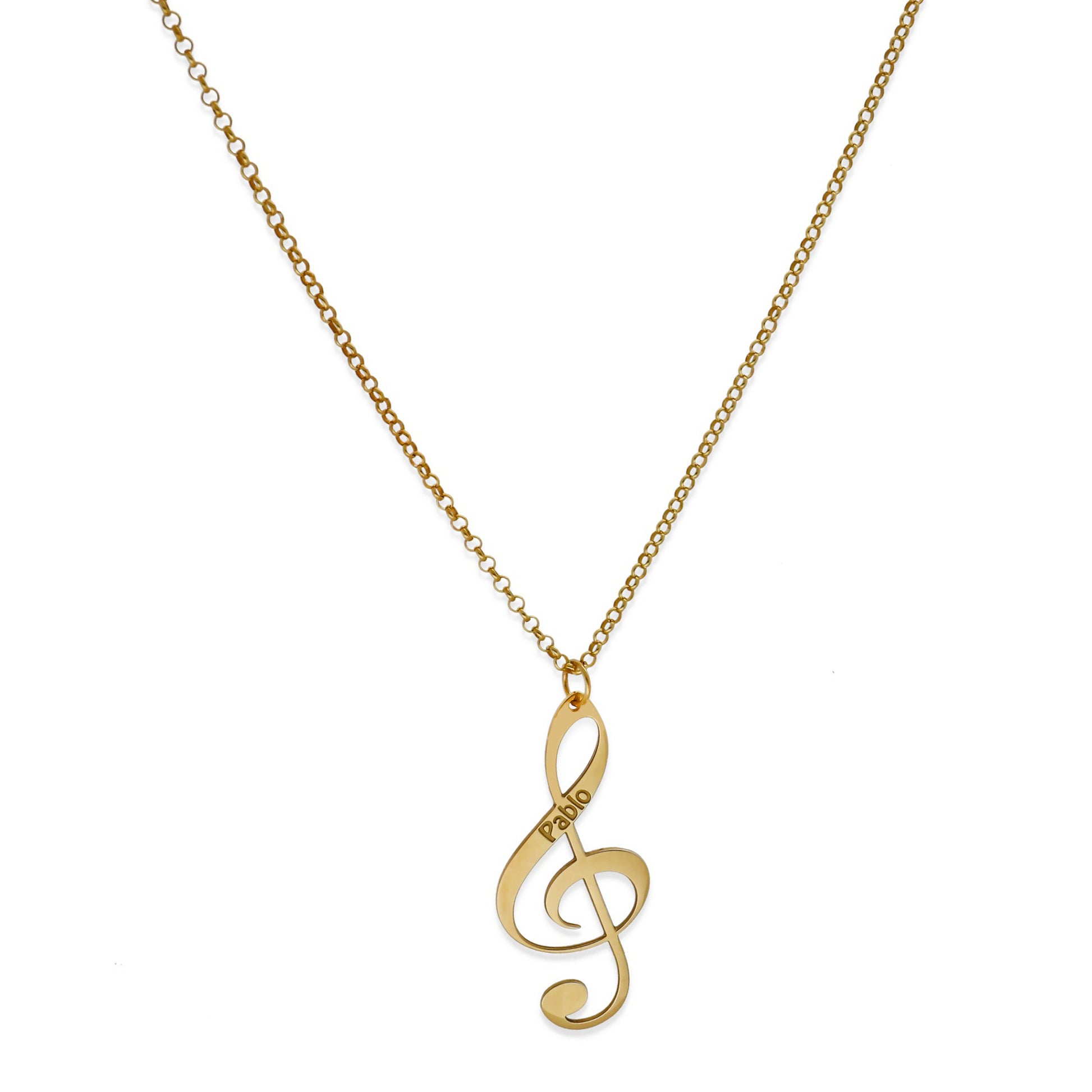 Colgante Clave de Sol en Plata de Ley 925 y baño Oro rosa 18k