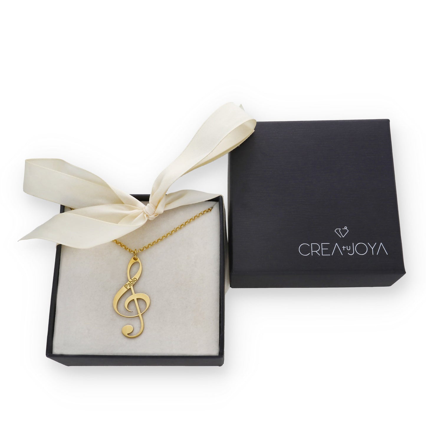 Colgante Clave de Sol en Plata de Ley 925 y baño Oro rosa 18k