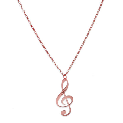 Colgante Clave de Sol en Plata de Ley 925 y baño Oro rosa 18k