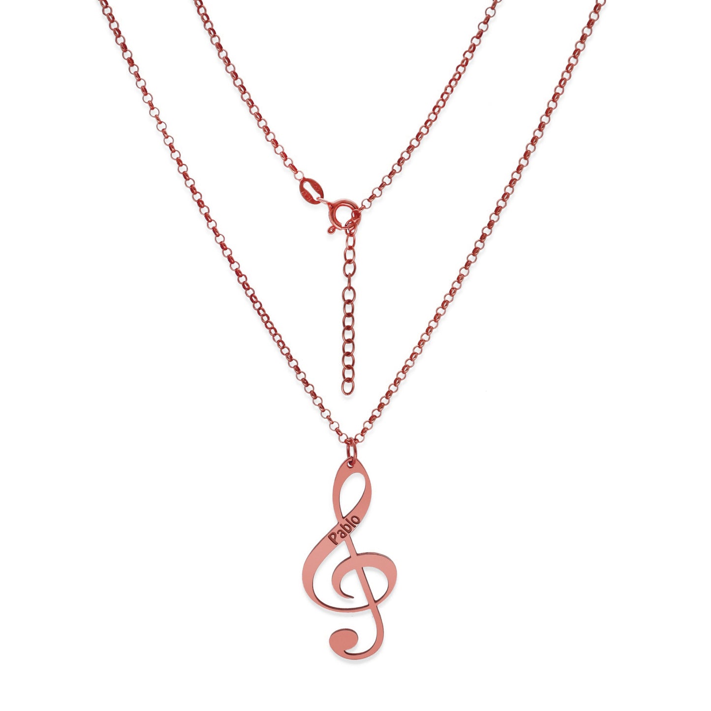 Colgante Clave de Sol en Plata de Ley 925 y baño Oro rosa 18k