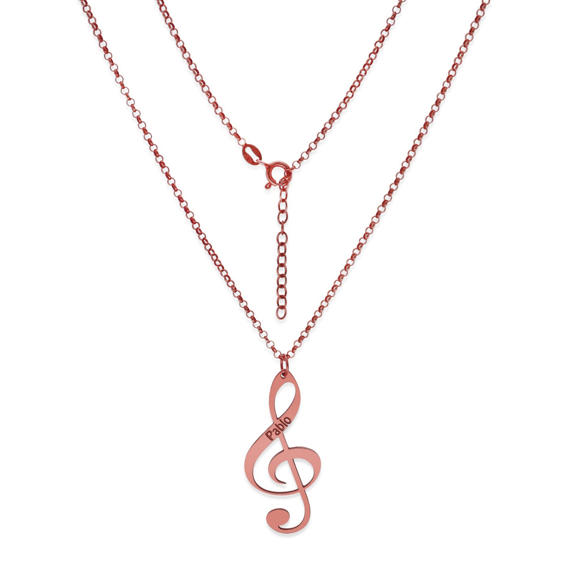 Colgante Clave de Sol en Plata de Ley 925 y baño Oro rosa 18k