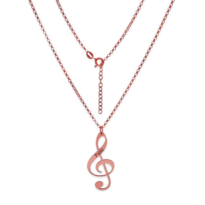 Colgante Clave de Sol en Plata de Ley 925 y baño Oro rosa 18k