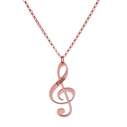 Colgante Clave de Sol en Plata de Ley 925 y baño Oro rosa 18k