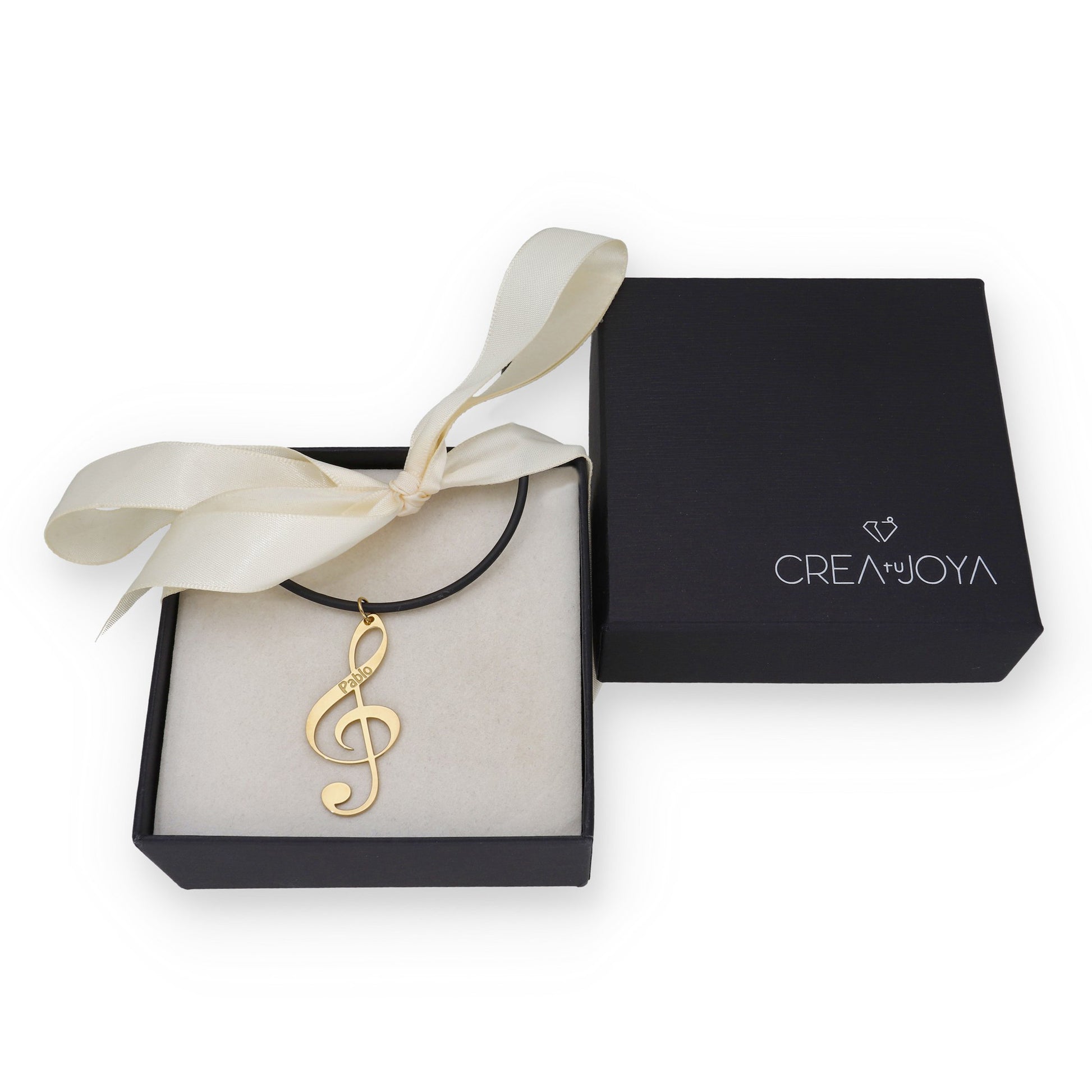 Colgante Clave de Sol en Plata de Ley 925 y baño Oro rosa 18k