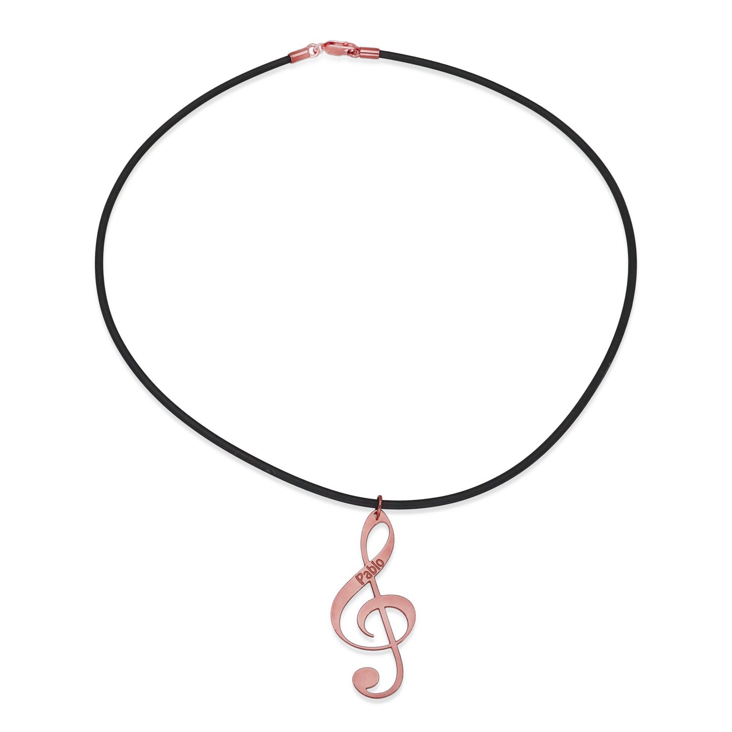 Colgante Clave de Sol en Plata de Ley 925 y baño Oro rosa 18k